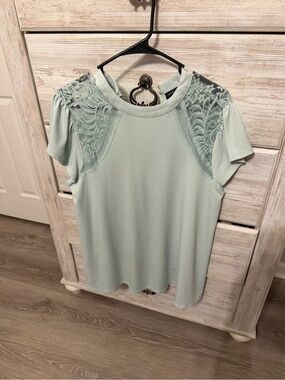 torrid Mint Lace Shoulder Short Sleeve Top